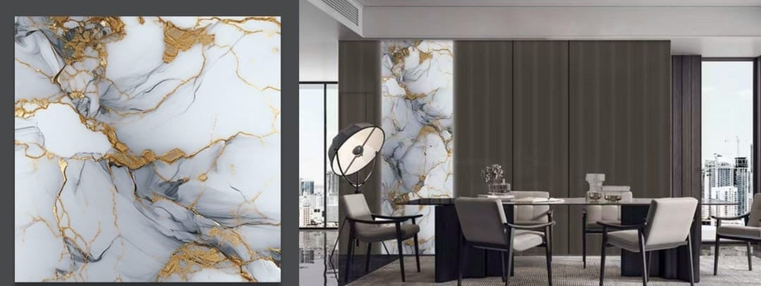 Gold Marble Effect Shower Wall Panel