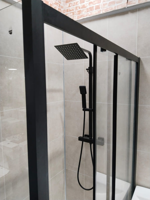 Rectangular Sliding Shower Enclosure Including Tray and Waste Full Set Black 6mm