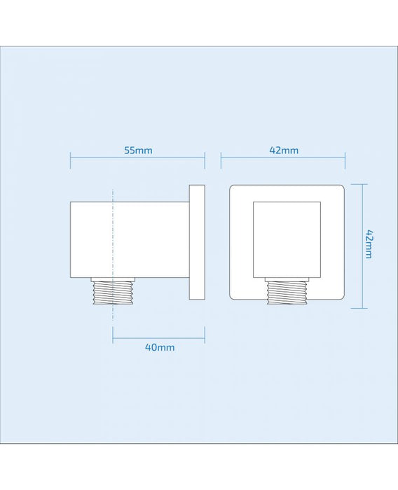 Square Chrome Wall Outlet Elbow Hose Connector